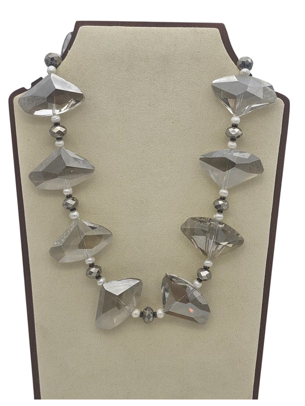 Donna Dressler Sterling Silver 925 Clear Stones Necklace
